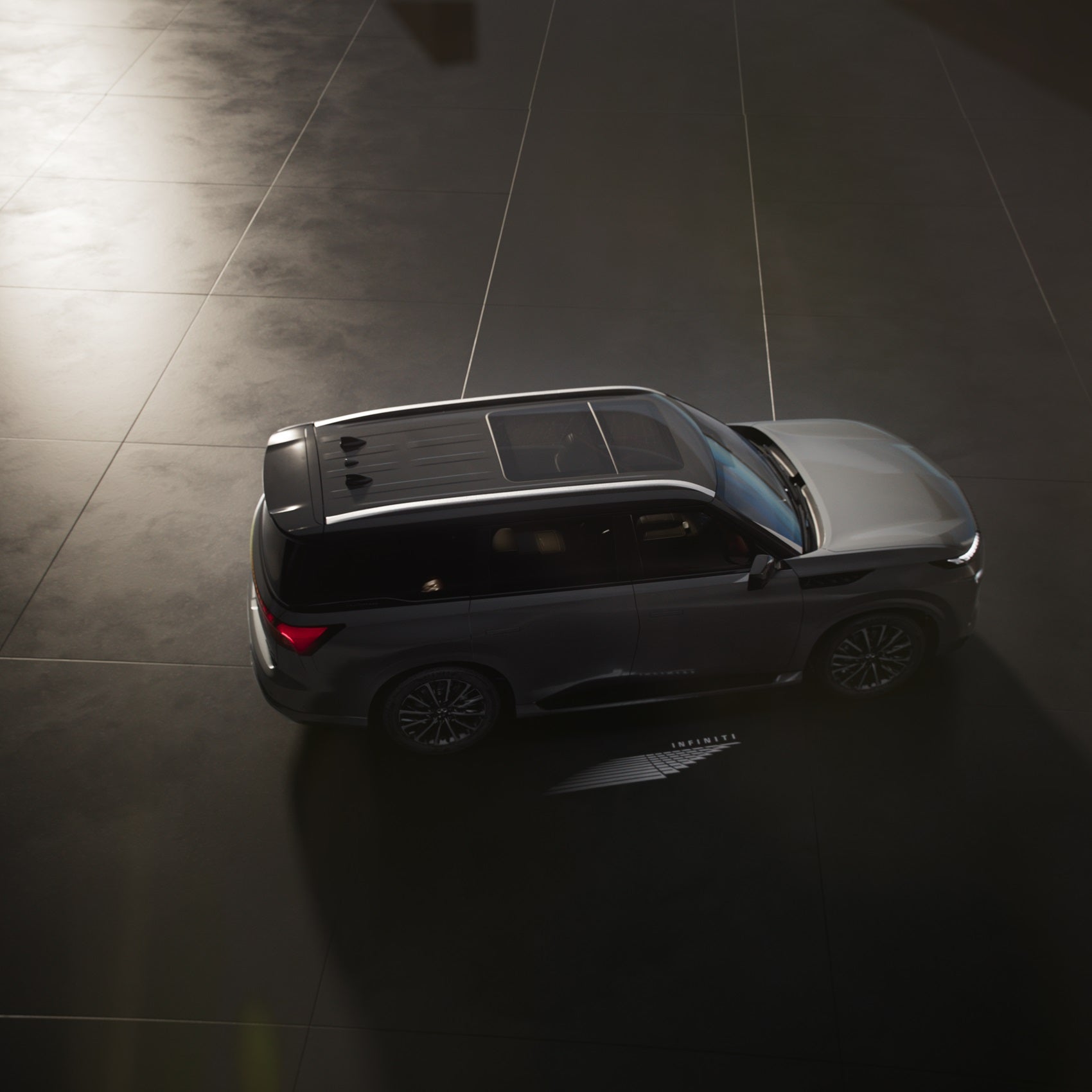 bird's eye view of INFINITI luxury vehicle